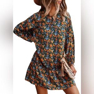 Kirundo floral tie front long sleeved dress, size medium